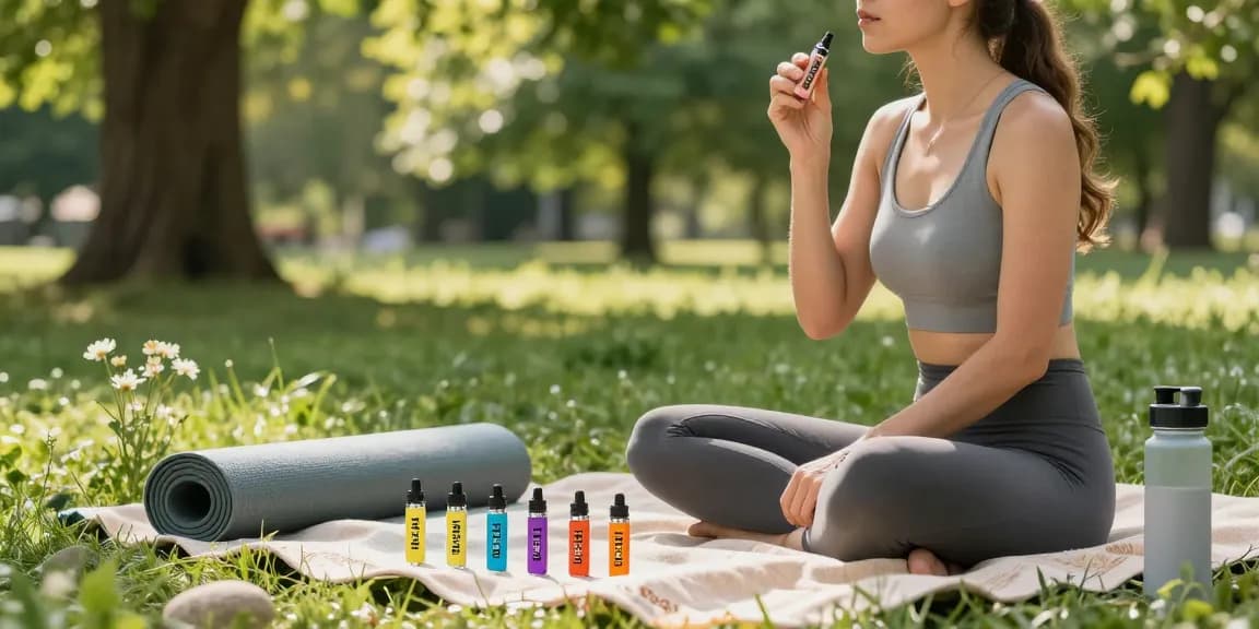 THC vapes UK featured in wellness-focused lifestyle scene with organic elements, showcasing quality vape products in a serene nature setting.