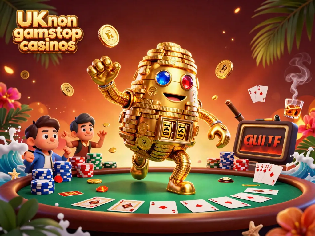 Experience thrilling gameplay at UK non gamstop casinos with a vibrant 3D casino scene.