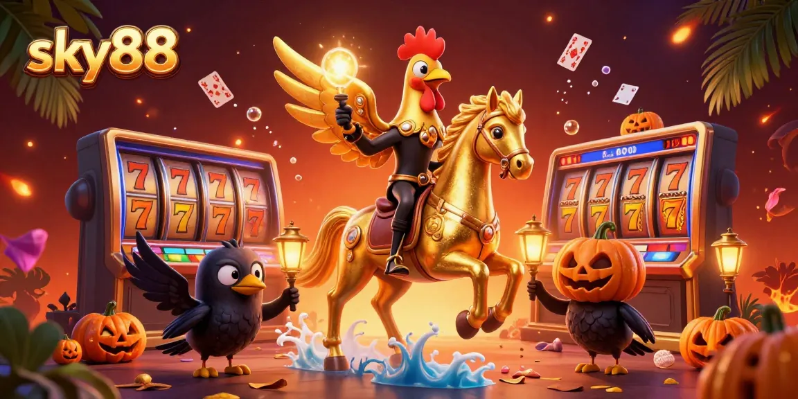 Engage in thrilling gameplay at sky88 with vibrant graphics featuring gold coins and casino elements.
