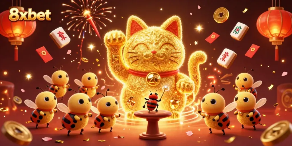 Experience excitement with 8xbet as golden fireflies create a casino spectacle.