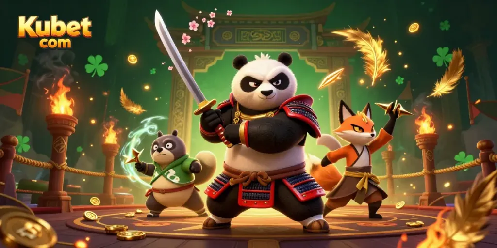 Experience thrilling action at Kubet com with our vibrant samurai-themed casino adventure illustration.