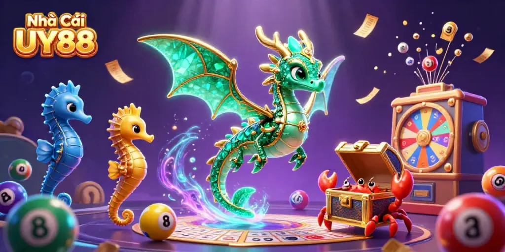 Engage in thrilling gameplay at Nhà Cái UY88 with vibrant lottery elements, colorful prizes, and dynamic casino themes.