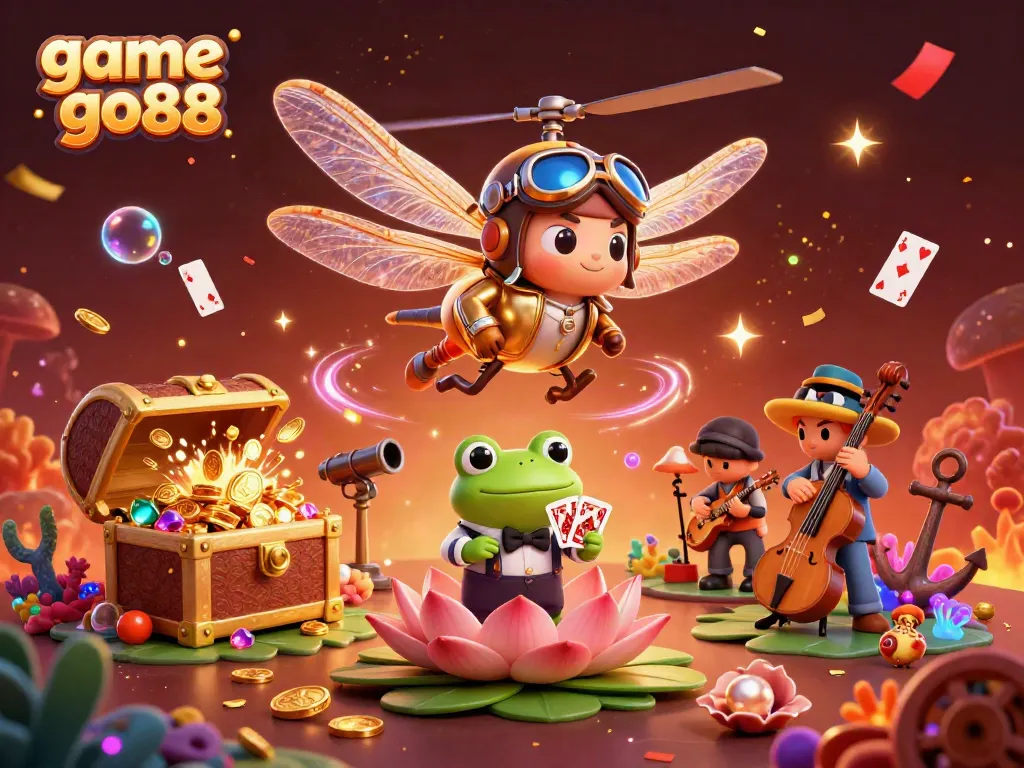 Experience excitement at game go88 as a dragonfly pilot and frog croupier bring magic to casino fun!