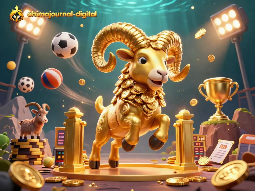 Engage with thrilling bets at ahimajournal-digital's vibrant gaming scene featuring a golden ram.