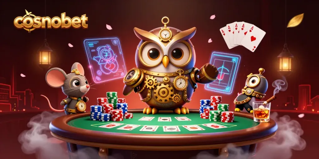 Experience thrilling gameplay at Cosmobet with vibrant poker elements and enchanting characters.