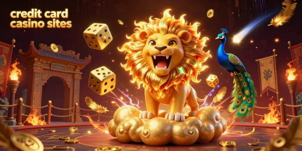 Experience exhilarating gaming at credit card casino sites with vibrant characters and casino elements.