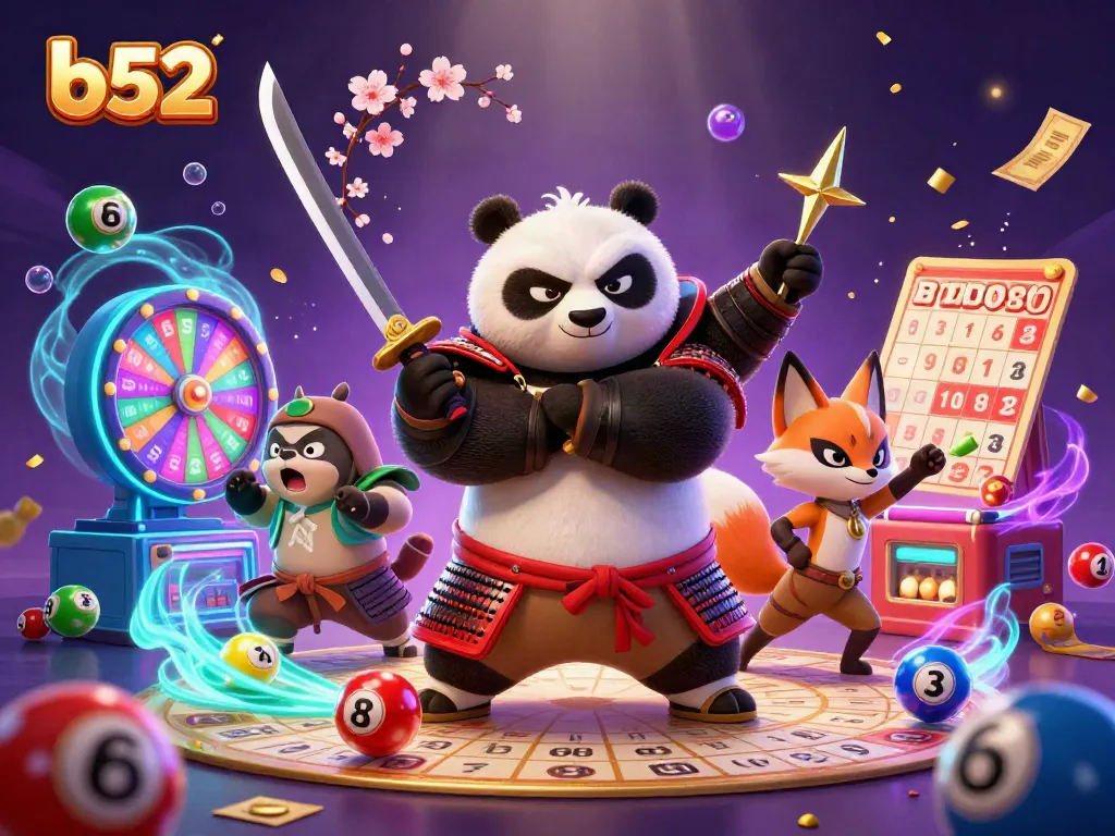 Engage with exciting b52 gameplay featuring a dynamic samurai panda, ninja fox, and magical tanuki