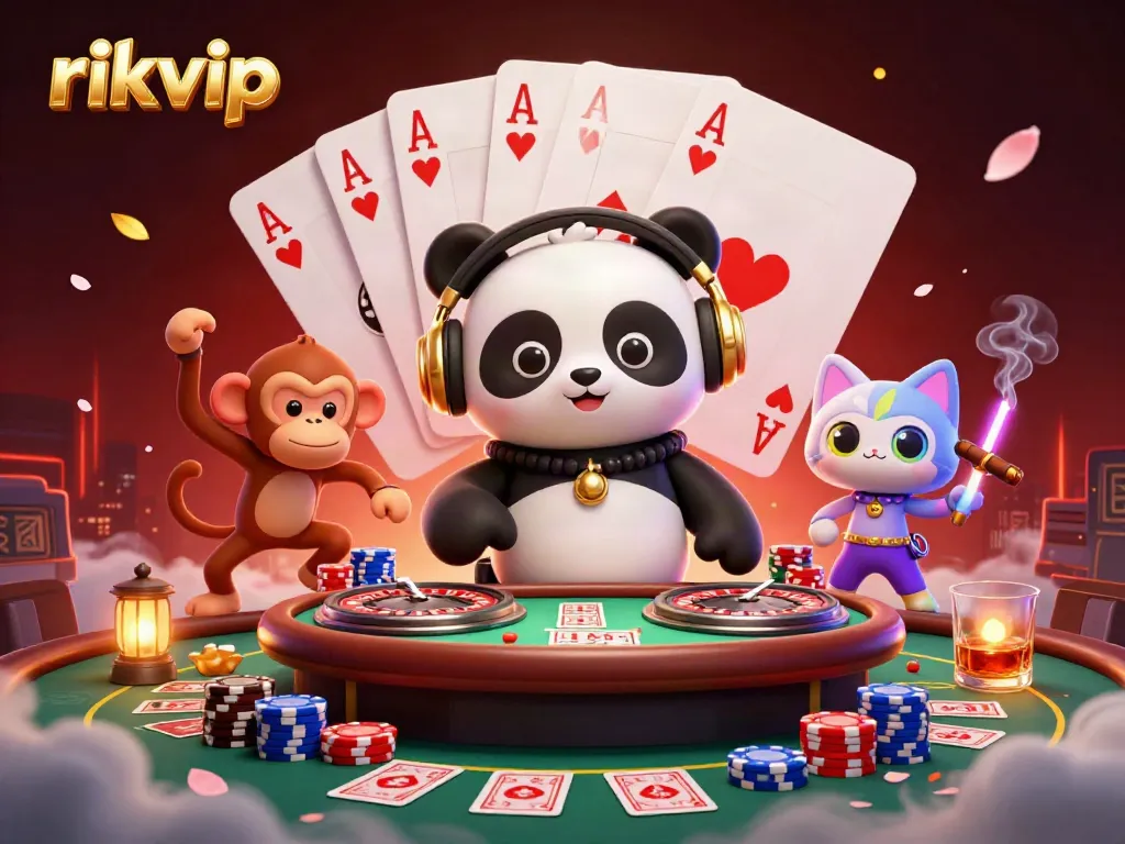 Experience thrilling gameplay and vibrant energy at rikvip with dynamic 3D characters in an animated casino scene.