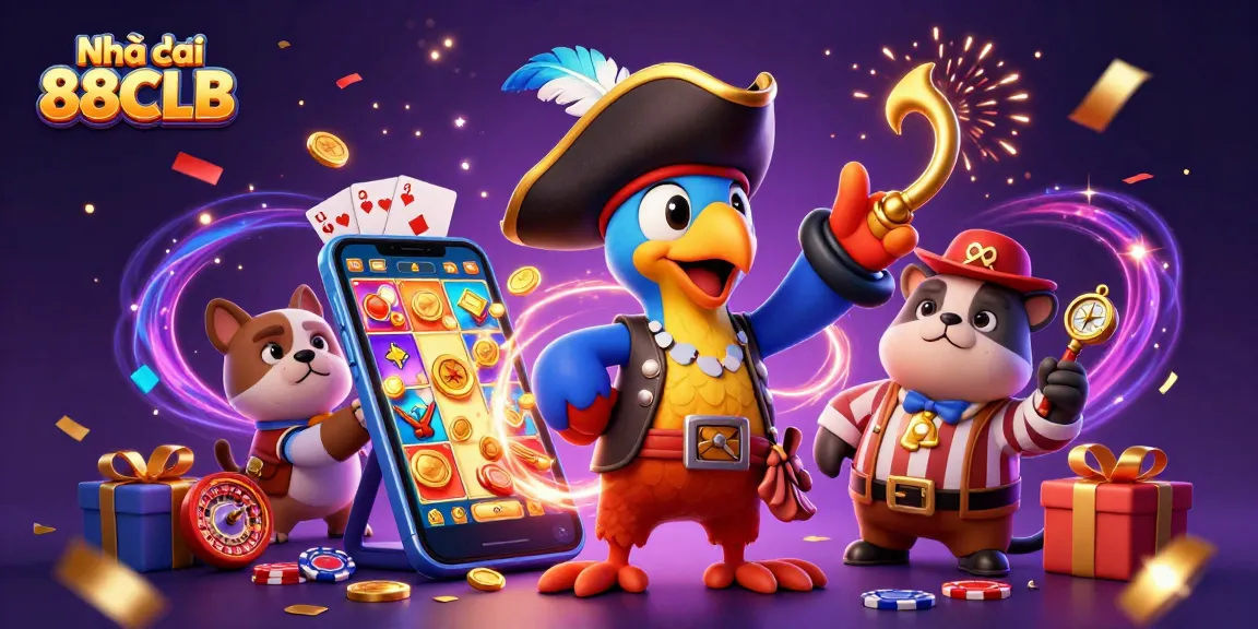 Immerse in the excitement of Nhà cái 88CLB with dynamic characters and vibrant gaming elements.