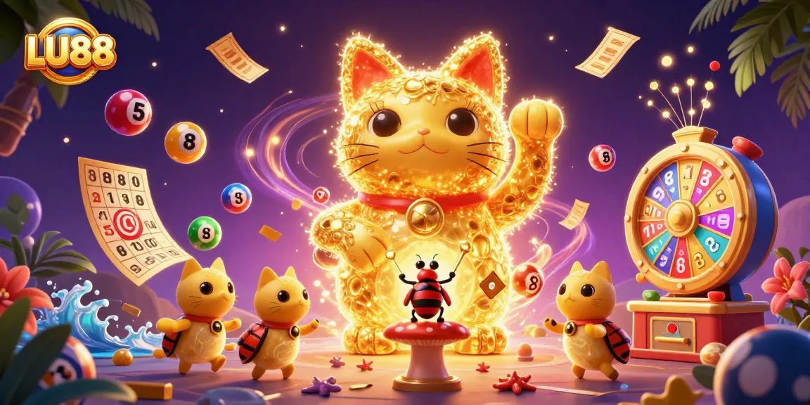 LU88 captivates players with a vibrant 3D illustration showcasing a dynamic casino scene filled with excitement and winning potential.
