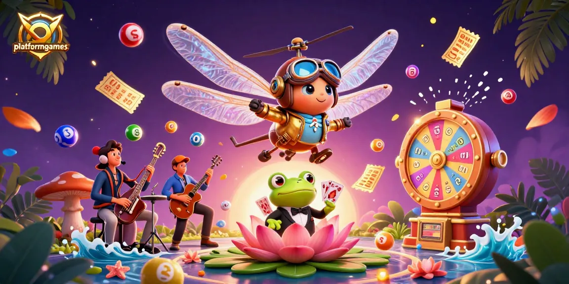 Engage with platformgames through a thrilling scene filled with illustrated gambling energy and vibrant characters.