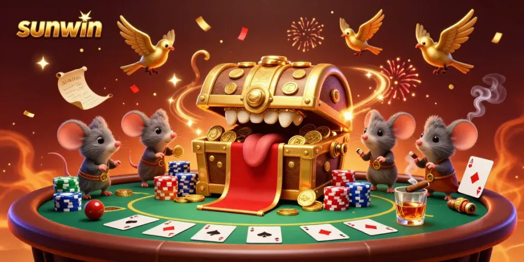Engage in thrilling gameplay as sunwin's golden treasure chest lures adventurous mice with riches