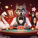Experience thrilling wins at UFABET with engaging games and captivating characters in an animated casino scene.