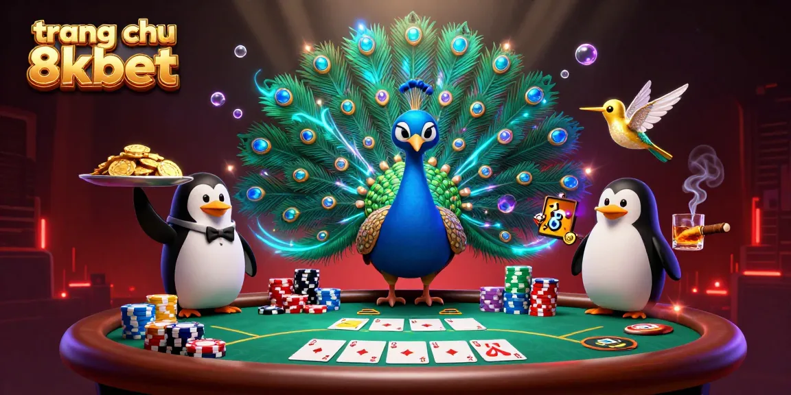 Experience the excitement of trang chu 8xbet with colorful poker elements and lively characters.