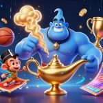 Experience thrilling magic at b52club with genies and poker chips in a vibrant casino scene.