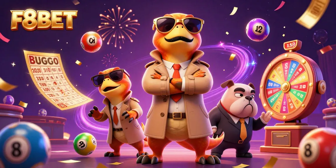 F8BET raptors in a trench coat charmingly try to enter a VIP casino, surrounded by colorful lottery elements, showcasing a vibrant gaming atmosphere.