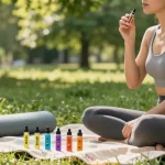 THC vapes UK featured in wellness-focused lifestyle scene with organic elements, showcasing quality vape products in a serene nature setting.