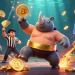 Experience the thrill of bj388 with cartoon beetles celebrating in a golden coin-filled arena, perfect for online betting!