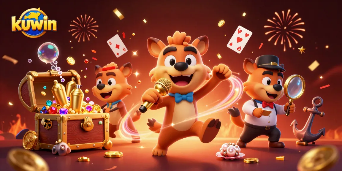 Kuwin casino scene depicting hyenas engaged in lively entertainment, surrounded by colorful gaming elements.
