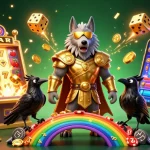 Experience the bonus new member offer with Odin and ravens amidst a vibrant casino scene.