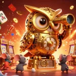 Experience the thrilling action of slot gacor with our vibrant casino illustration featuring joyful characters.