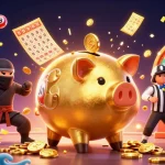 Dive into the excitement with DH88 as golden coins rain down in an electrifying casino showdown.