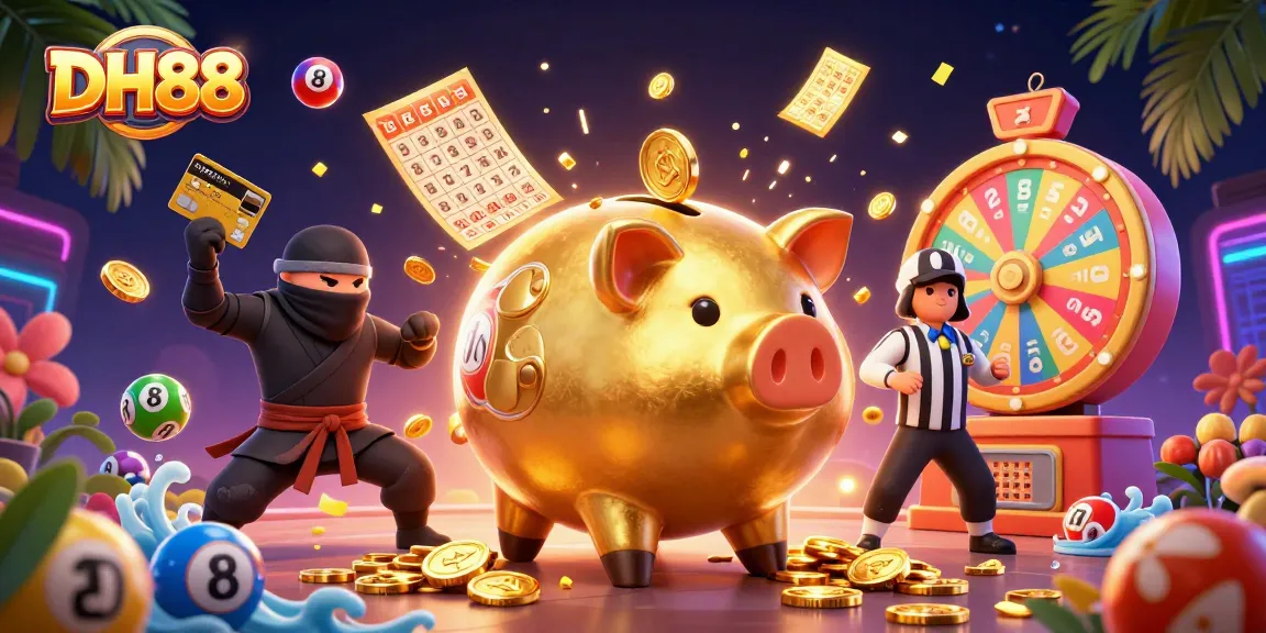 Dive into the excitement with DH88 as golden coins rain down in an electrifying casino showdown.