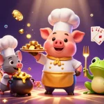 BJ88 showcases exciting casino action with characters showcasing gold coins, roulette, and cards.