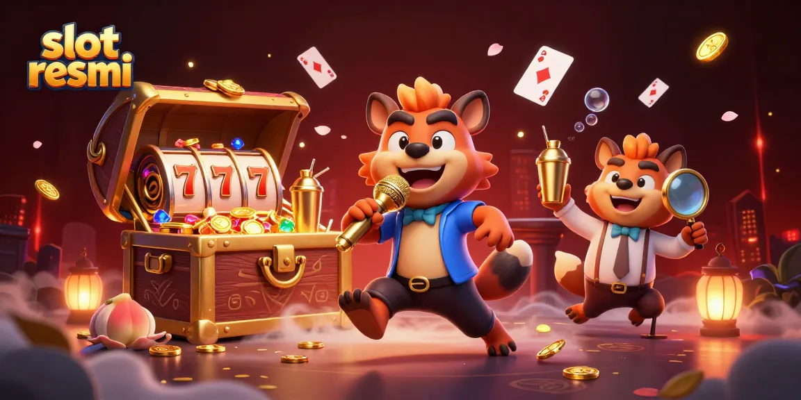 Engaging scene with hyenas in a comedy casino club showcasing slot resmi excitement and vibrant gambling elements.
