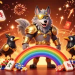 Bet on excitement with sky88 in a vibrant, dynamic casino scene featuring mythical elements.