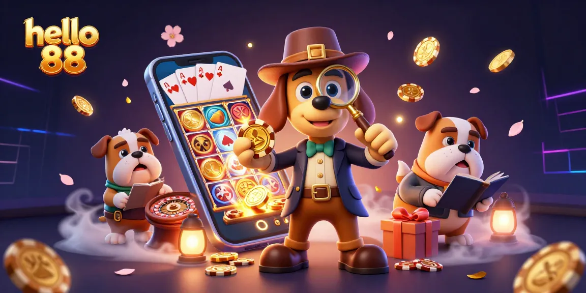 Explore exciting gameplay with hello 88 as our cartoon detective uncovers golden poker chip clues.