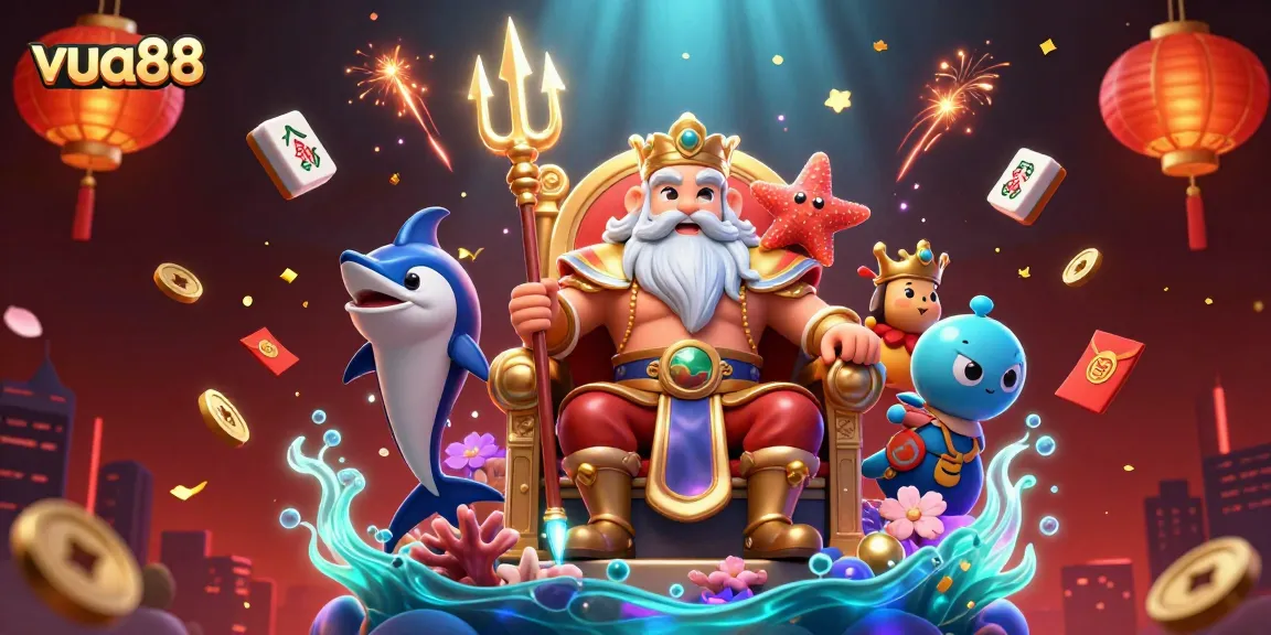 Engage with vua88's vibrant online casino featuring a dynamic sea king scene.
