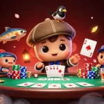 Tai xỉu sunwin gameplay with baby Nessie and poker elements highlighted.