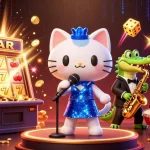 Spin to win at ek333 with vibrant jazz-themed casino characters and gaming excitement!