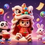 Engage in thrilling winning moments with Oxbet's colorful lottery-themed illustration featuring festive characters.