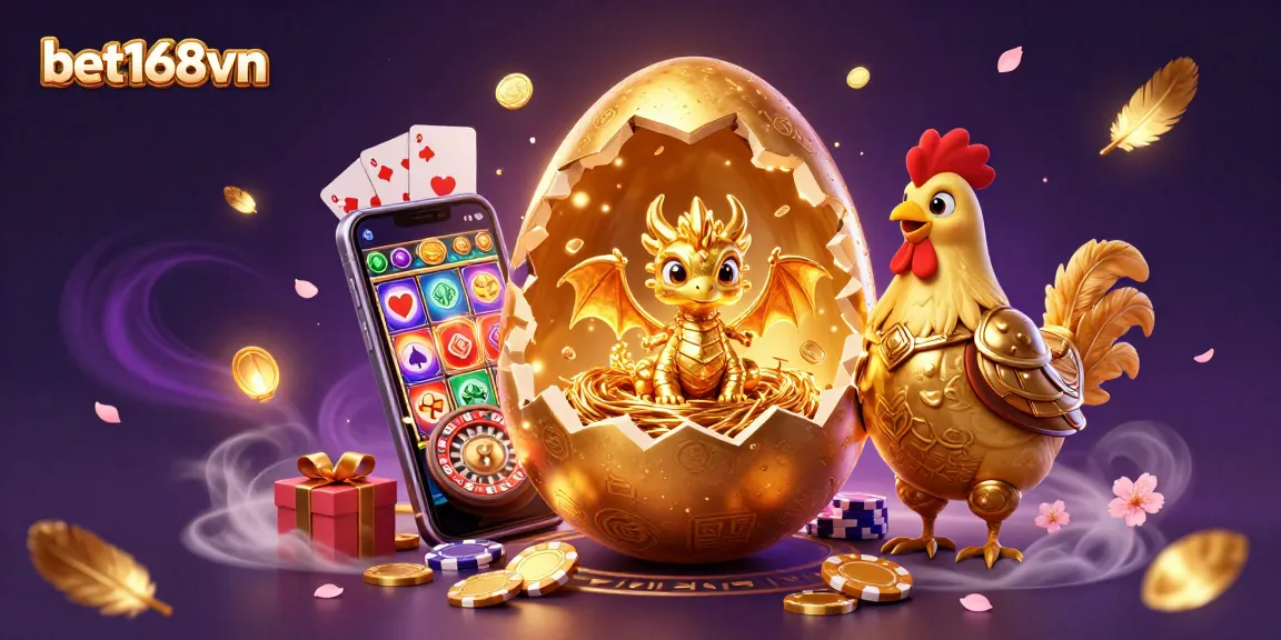 Experience the thrill of winning at bet168vn with a golden dragon revealing treasures and casino games.