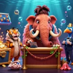 Experience the vibrant casino world of Wortel21 with a lively scene featuring unique characters and game elements.