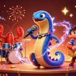 Engage with du88’s vibrant casino scene featuring an electric eel DJ and playful marine characters.