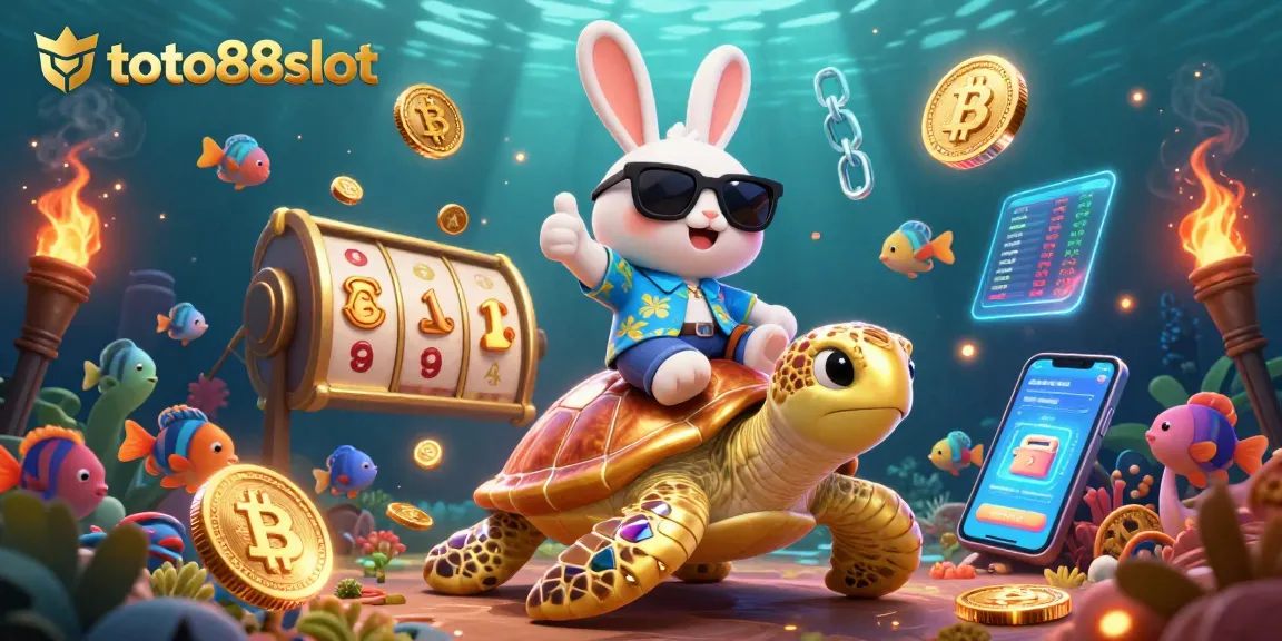Experience the excitement of toto88slot with vibrant casino elements and playful characters in a stunning underwater scene.