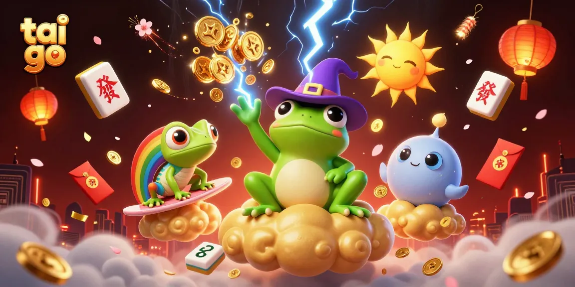 Experience the excitement of tai go 88 as the wizard frog conjures golden coins amidst a vibrant casino backdrop.