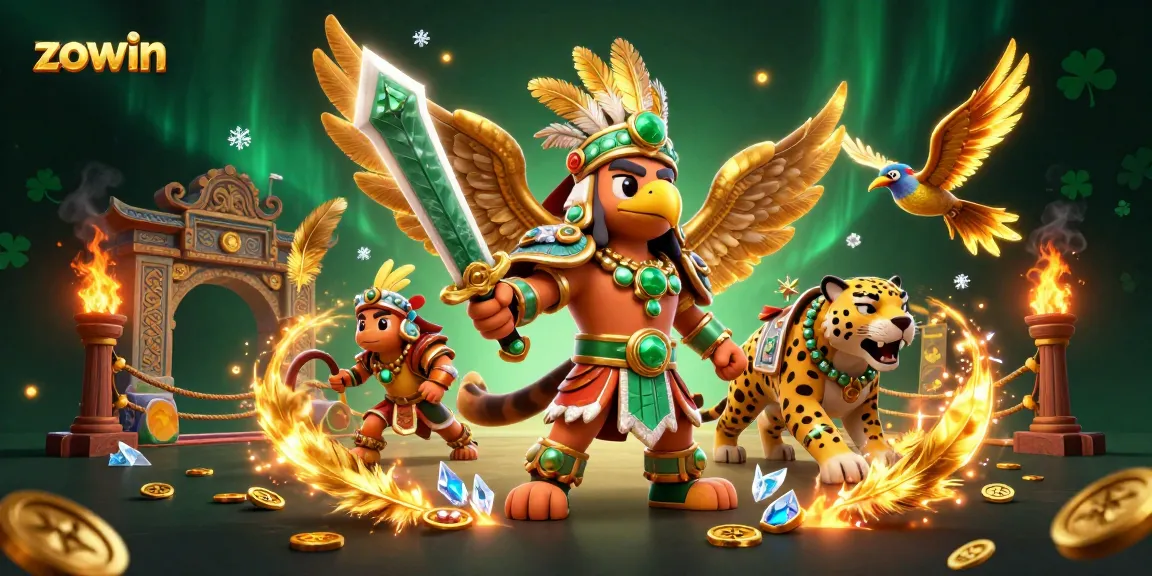 Play exciting games at Zowin with dynamic illustrations of warriors showcasing thrilling betting elements.
