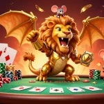 Engage with the best online casino fast payout featuring a triumphant chimera and poker scene.