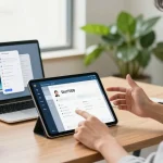 Logging into Slot7000 application on a tablet in a modern workspace