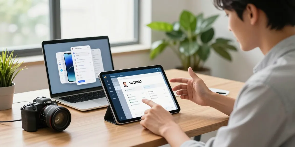 Logging into Slot7000 application on a tablet in a modern workspace