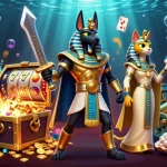 Engage with situs depo 10k, featuring ancient Egyptian warriors in a vibrant slot game scene.