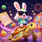 Experience the excitement of sunwin 2026 with a lucky rabbit and golden turtle in a vibrant casino setting.