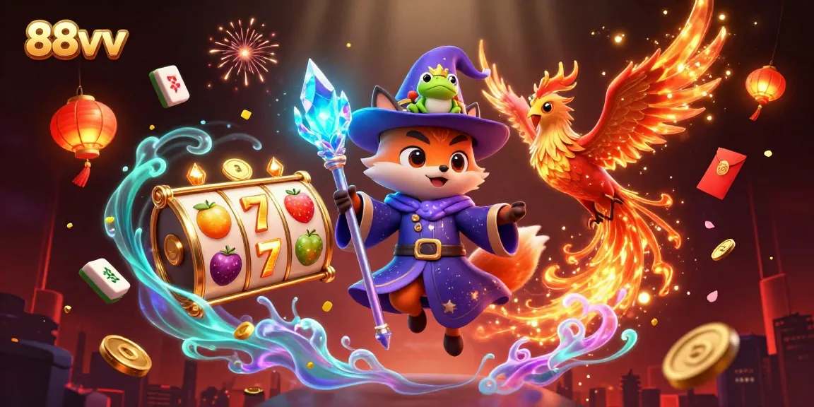 Engage in exhilarating slots action with the vibrant 88vv themed slots illustration.