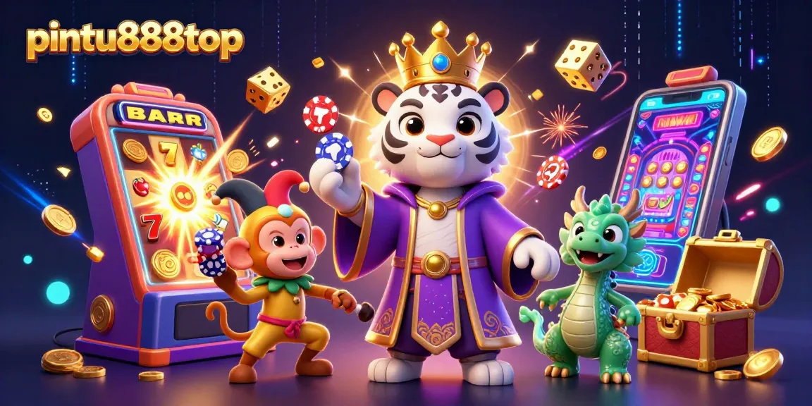 Win big at pintu888top with vibrant slots and lively casino characters!