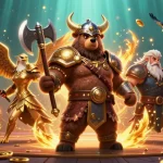 Experience thrilling gameplay at 33win with our vibrant 3D casino illustration featuring epic characters and golden treasures.